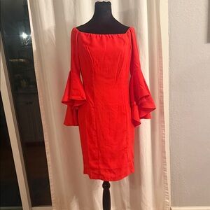 VENUS Vibrant Red Long Sleeve Dress
